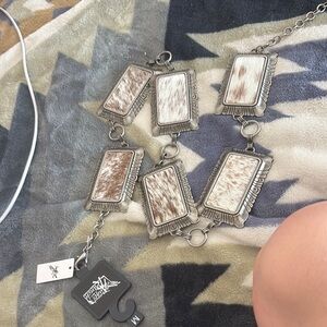 Silver and Brown Western Belt